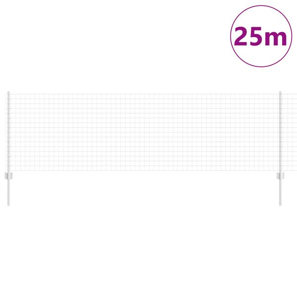vidaXL St&auml;ngsel med stolpe Silver 0,8 x 25 m St&aring;l