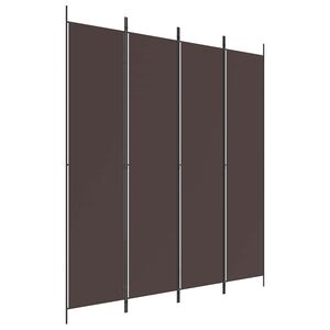 vidaXL Rumsavdelare 4 paneler brun 200x220 cm tyg