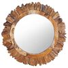 vidaXL V&auml;ggspegel rund 60 cm teak