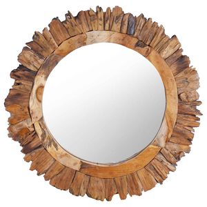 vidaXL V&auml;ggspegel rund 60 cm teak