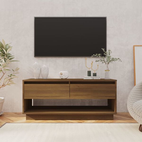 vidaXL Tv-bänk brun ek 102x41x44 cm konstruerat trä