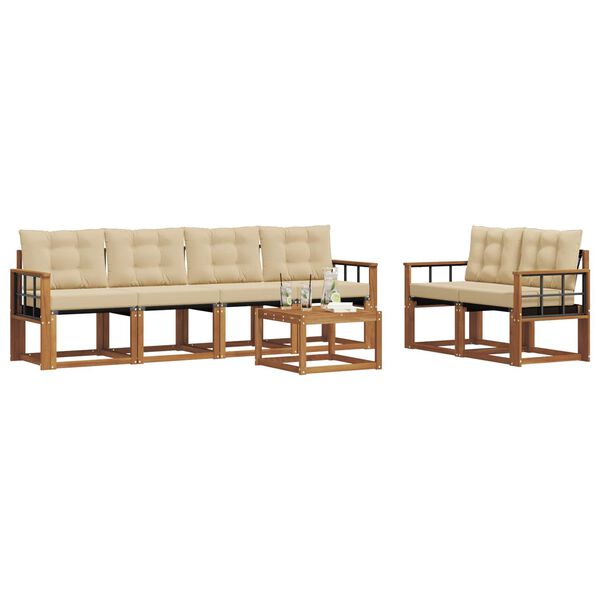 vidaXL Utomhussoffset med kudde 7 pcs Naturlig och Beige