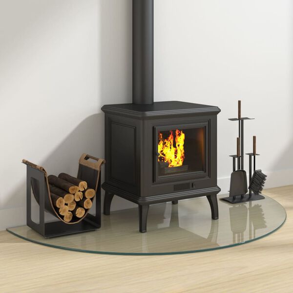 vidaXL Glasskiva för öppen spis halvrund 1200x600 mm