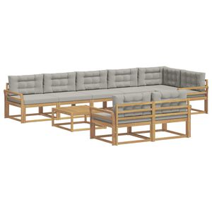 vidaXL Utomhussoffset 9 pcs Vit och ljusgr&aring; 79 x 79 x 37 cm Polyester