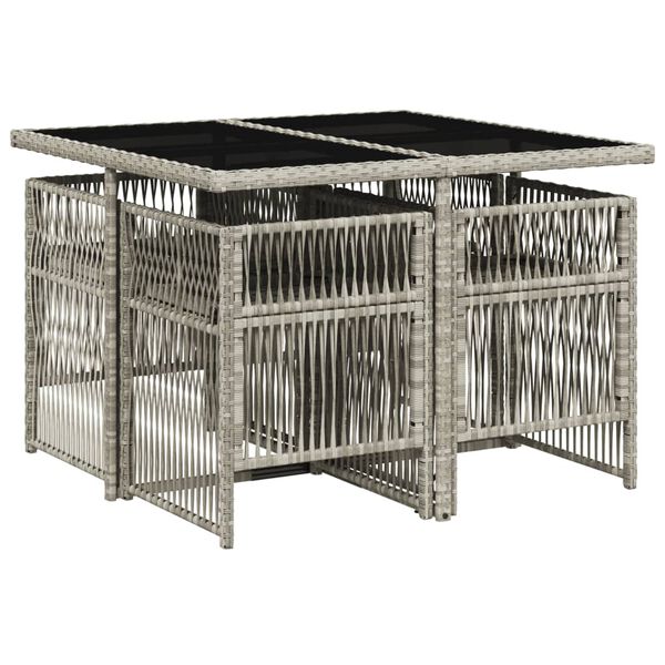 vidaXL Matgrupp f&ouml;r tr&auml;dg&aring;rden med dynor 5 delar ljusgr&aring; konstrottning