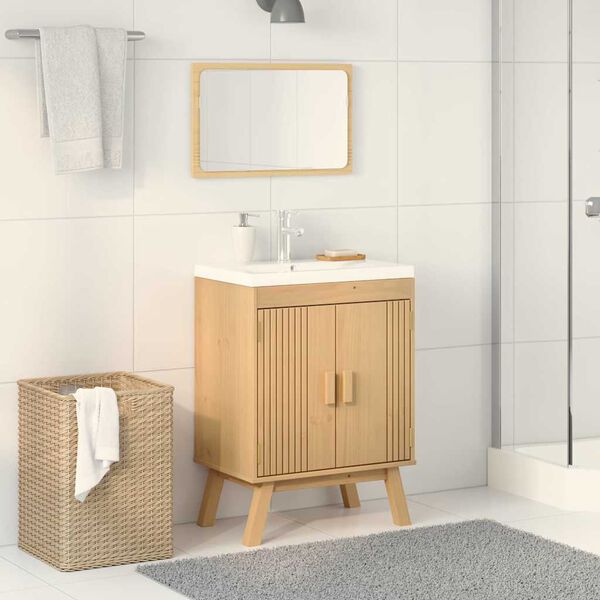 vidaXL B&auml;nksk&aring;p med hylla Olden Brun 60 x 40 x 80 cm Massivt talltr&auml;