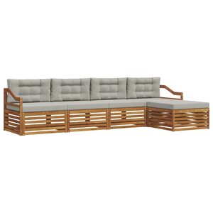 vidaXL Utomhussoffset med kudde 5 pcs Naturlig och Ljus Gr&aring;