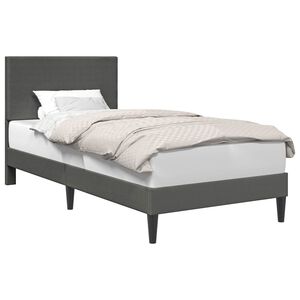 vidaXL S&auml;ngram med huvudgavel M&ouml;rkgr&aring; 90 x 200 cm Kordread tyg