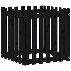 vidaXL Odlingsl&aring;da med staket-design svart 70x70x70 cm massiv furu
