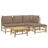 vidaXL Loungegrupp 5 delar taupe dynor bambu