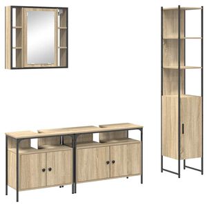 vidaXL Badrumsm&ouml;belset 4 st Sonoma-ek 33 x 33 x 185,5 cm