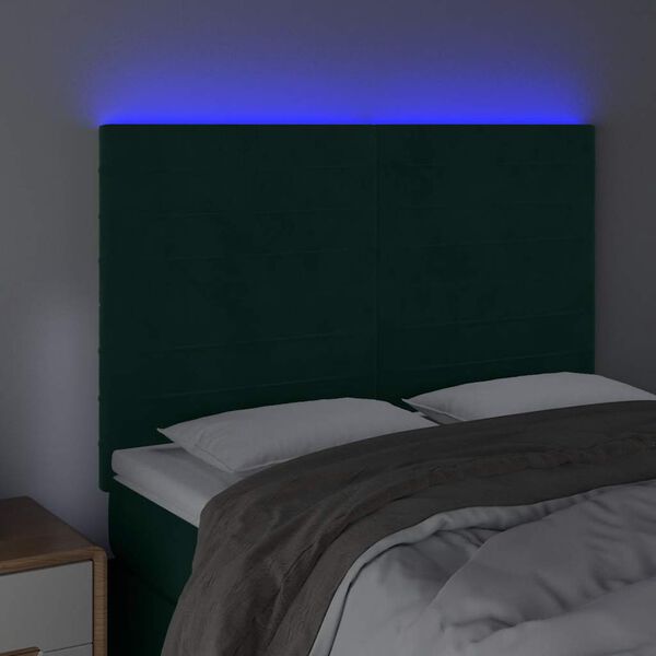 vidaXL S&auml;nggavel LED m&ouml;rkgr&ouml;n 144x5x118/128 cm sammet