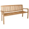 vidaXL Stapelbar tr&auml;dg&aring;rdsb&auml;nk 3-sits 159 cm massiv teak