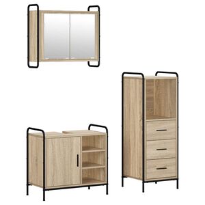 vidaXL Badrumssk&aring;psset 3 st Sonoma-ek 40 x 36 x 109,5 cm