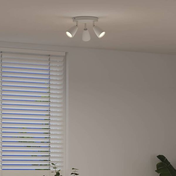 vidaXL Takspotlight med str&aring;lkastare Vit 19 x 19 x 14,5 cm Metall