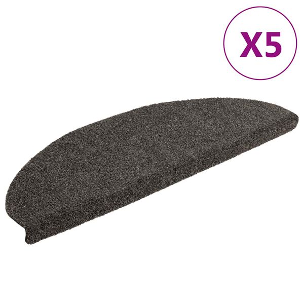 vidaXL Trappmattor självhäftande 5 st 65x21x4 cm antracit halvrunda stora