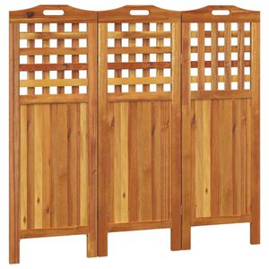 vidaXL Rumsavdelare 3 paneler 121,5x2x115 cm massivt akaciatr&auml;