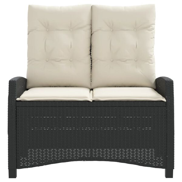 vidaXL Justerbar tr&auml;dg&aring;rdsb&auml;nk med dynor svart konstrotting