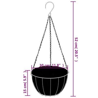 vidaXL Konsoler med hängande planteringskorgar 4 st svart stål