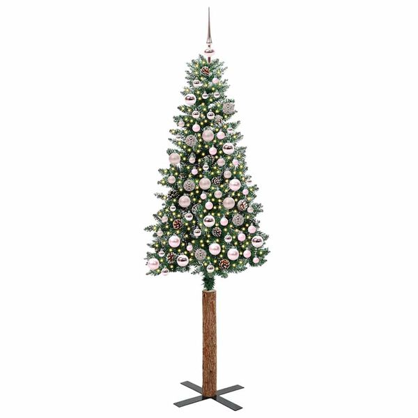 vidaXL Smal julgran med 300 LED-lampor Gr&ouml;n 180 cm PVC och solid furu
