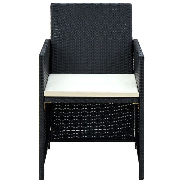 vidaXL Loungegrupp f&ouml;r tr&auml;dg&aring;rden med dynor 4 delar konstrotting svart