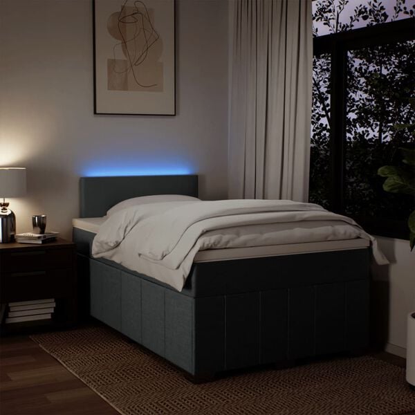 vidaXL Rams&auml;ng med madrass m&ouml;rkgr&aring; 120x190 cm tyg