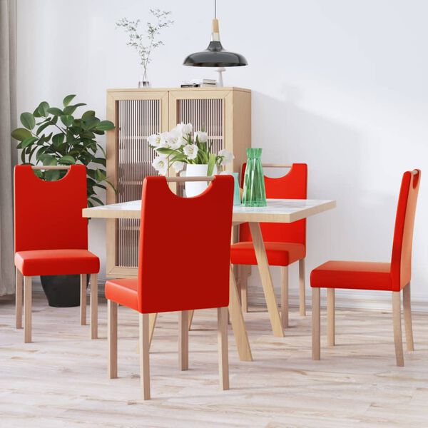 vidaXL Matstolar 4 st r&ouml;d konstl&auml;der