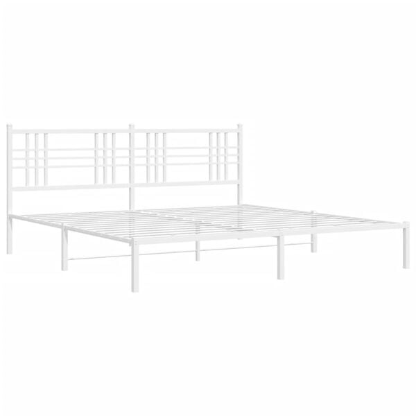 vidaXL S&auml;ngram med huvudgavel metall vit 200x200 cm