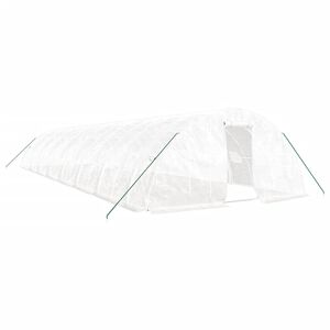 vidaXL V&auml;xthus med st&aring;lram vit 80 m&sup2; 16x5x2,3 m