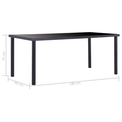 vidaXL Matbord svart 180x90x75 cm härdat glas