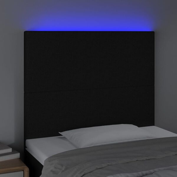vidaXL Sänggavel LED svart 80x5x118/128 cm tyg