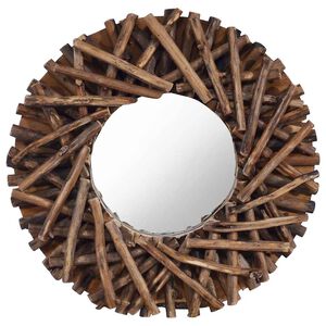 vidaXL V&auml;ggspegel rund 40 cm teak