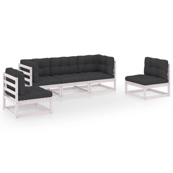 vidaXL Loungegrupp med dynor 5 delar massiv furu