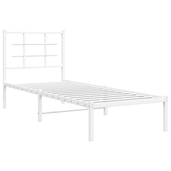 vidaXL Sängram med huvudgavel metall vit 80x200 cm