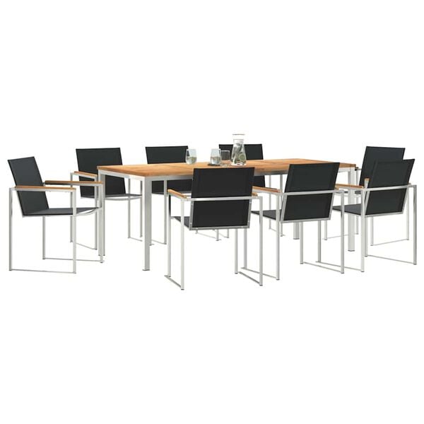 vidaXL Trädgårdsserveringsset 9 pcs Massivt Teakträd