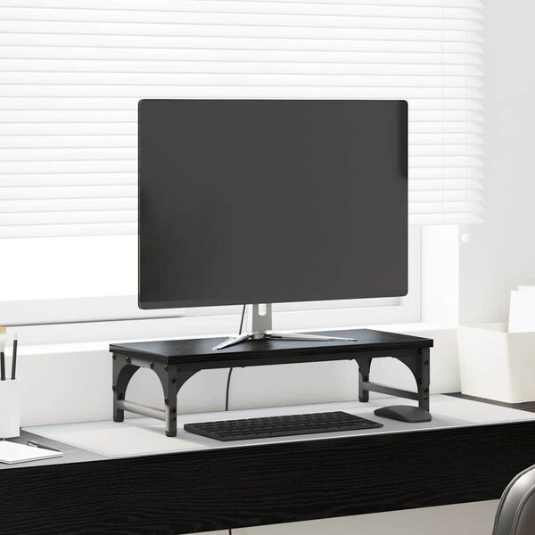 vidaXL Monitorst&auml;ll Svart Ek 55 x 23 x 14 cm Konstruerat tr&auml;
