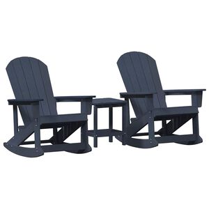 vidaXL Tr&auml;dg&aring;rd loungem&ouml;bler 3 st M&ouml;rkbl&aring; HDPE