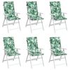 vidaXL Stolsdynor f&ouml;r stolar med h&ouml;g rygg 6 st bladm&ouml;nster tyg