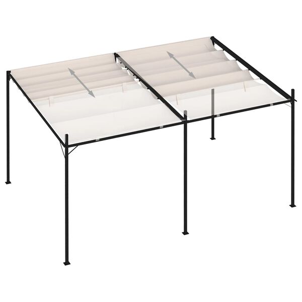 vidaXL Paviljong med infällbart tak 400x300x233 cm gräddvit