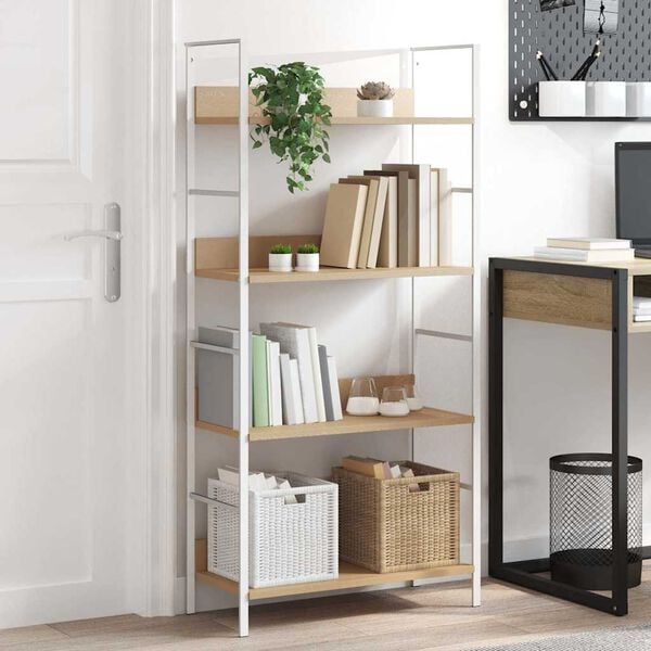 vidaXL Bokhylla 4 hyllor ek 60x27,6x124,5 cm konstruerat tr&auml;