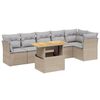 vidaXL Matgrupp f&ouml;r tr&auml;dg&aring;rden med dynor 7 delar beige konstrotting