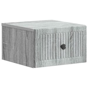 vidaXL V&auml;ggmonterat S&auml;ngbord med l&aring;da Gr&aring; sonoma-ek 33 x 34,5 x 20 cm
