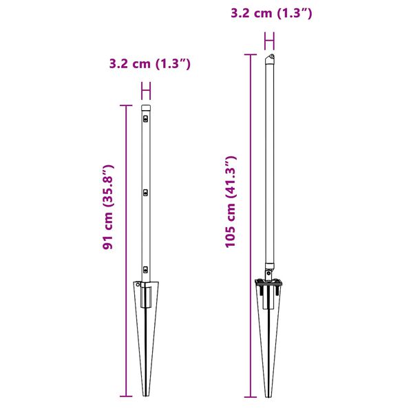 vidaXL Stängselstolpe Övrigt 26 pcs Grå 3,2 x 3,2 x 60 cm Stål