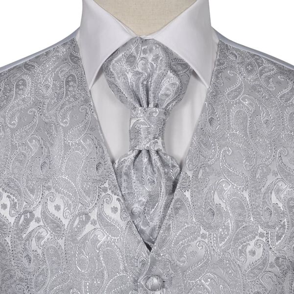 vidaXL Br&ouml;llopsv&auml;st set strl 52 paisley silver