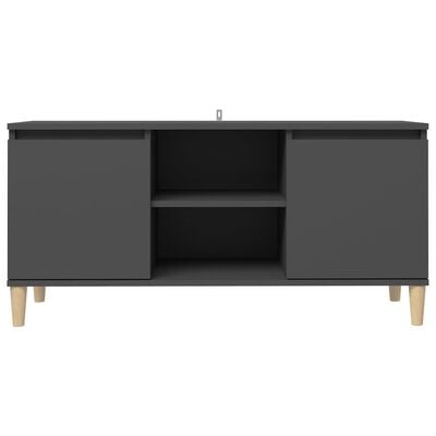 vidaXL TV-bänk med massiva ben grå 103,5x35x50 cm