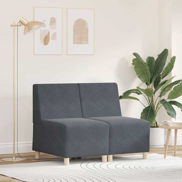 vidaXL Modulsofa utan armst&ouml;d 2 pcs M&ouml;rkgr&aring; 55 x 74 x 82 cm Sammet