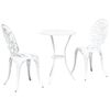 vidaXL Tr&auml;dg&aring;rds Bistro Set 3 pcs Vit Aluminium