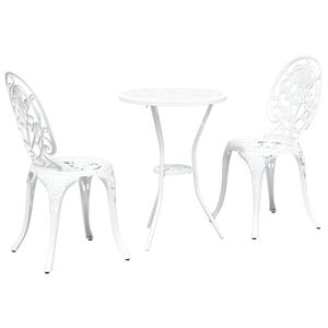 vidaXL Tr&auml;dg&aring;rds Bistro Set 3 pcs Vit Aluminium