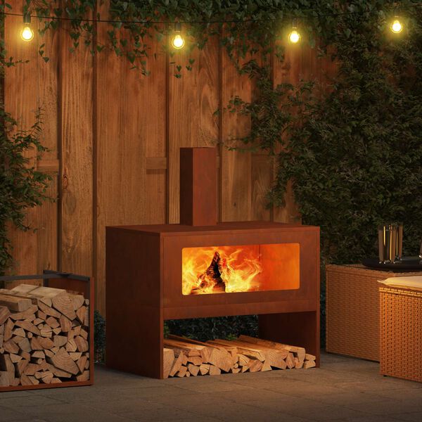 vidaXL Eldstad Brun 80 x 50 x 96 cm V&auml;derbest&auml;ndig st&aring;l