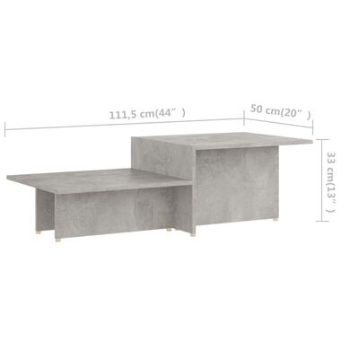 vidaXL Soffbord betonggrå 111,5x50x33 cm konstruerat trä